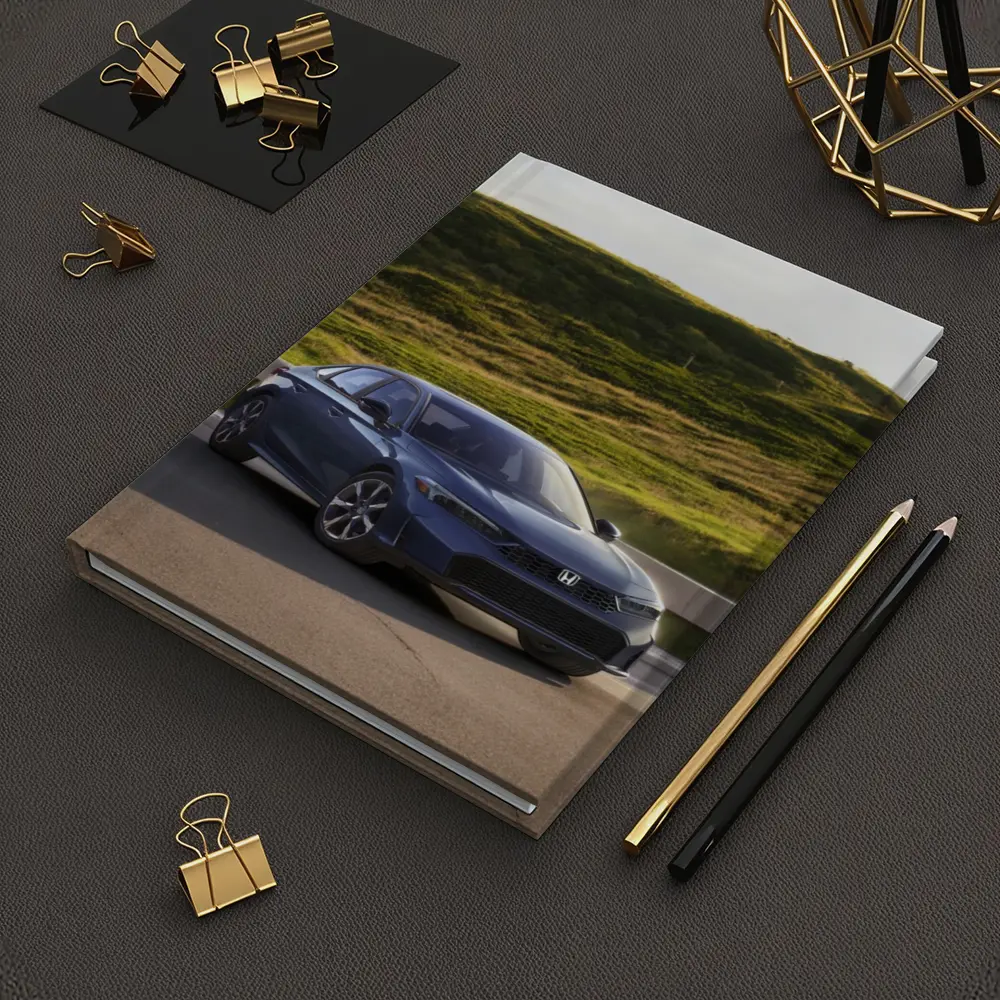 Honda Civic Blue Sedan Grassy Hill – Notebooks