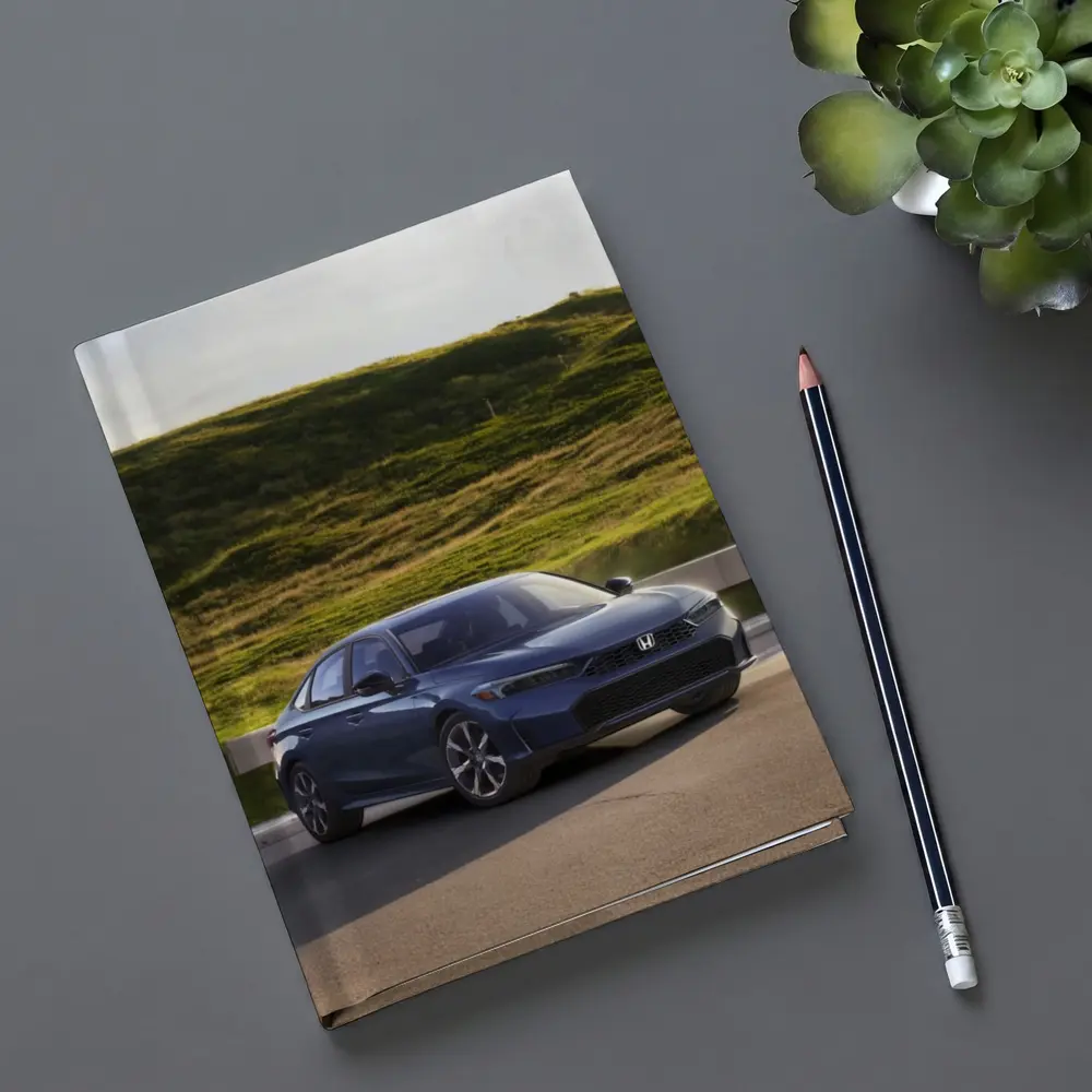 Honda Civic Blue Sedan Grassy Hill – Notebooks