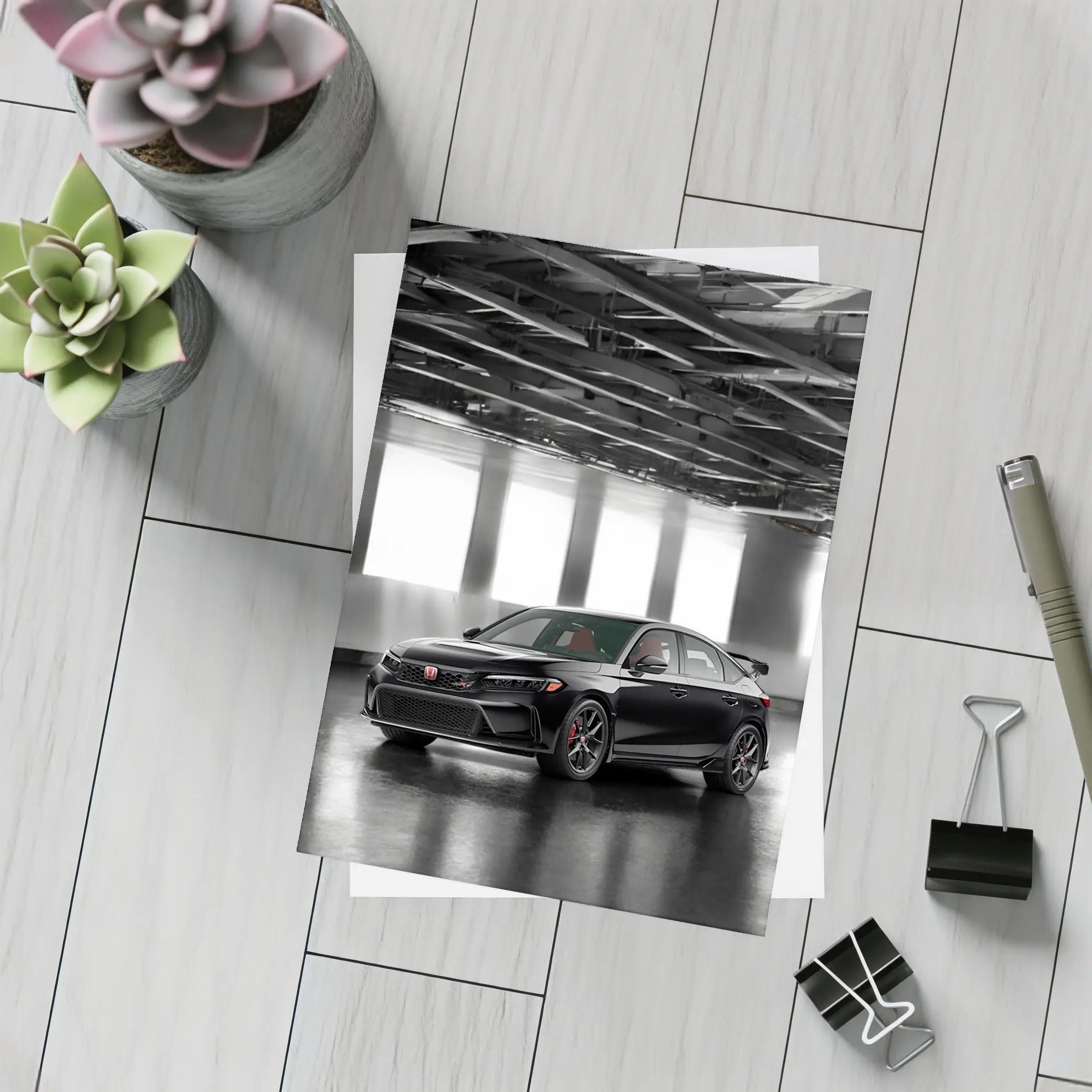 Honda Civic Type R Black Indoor Parking – Postcards