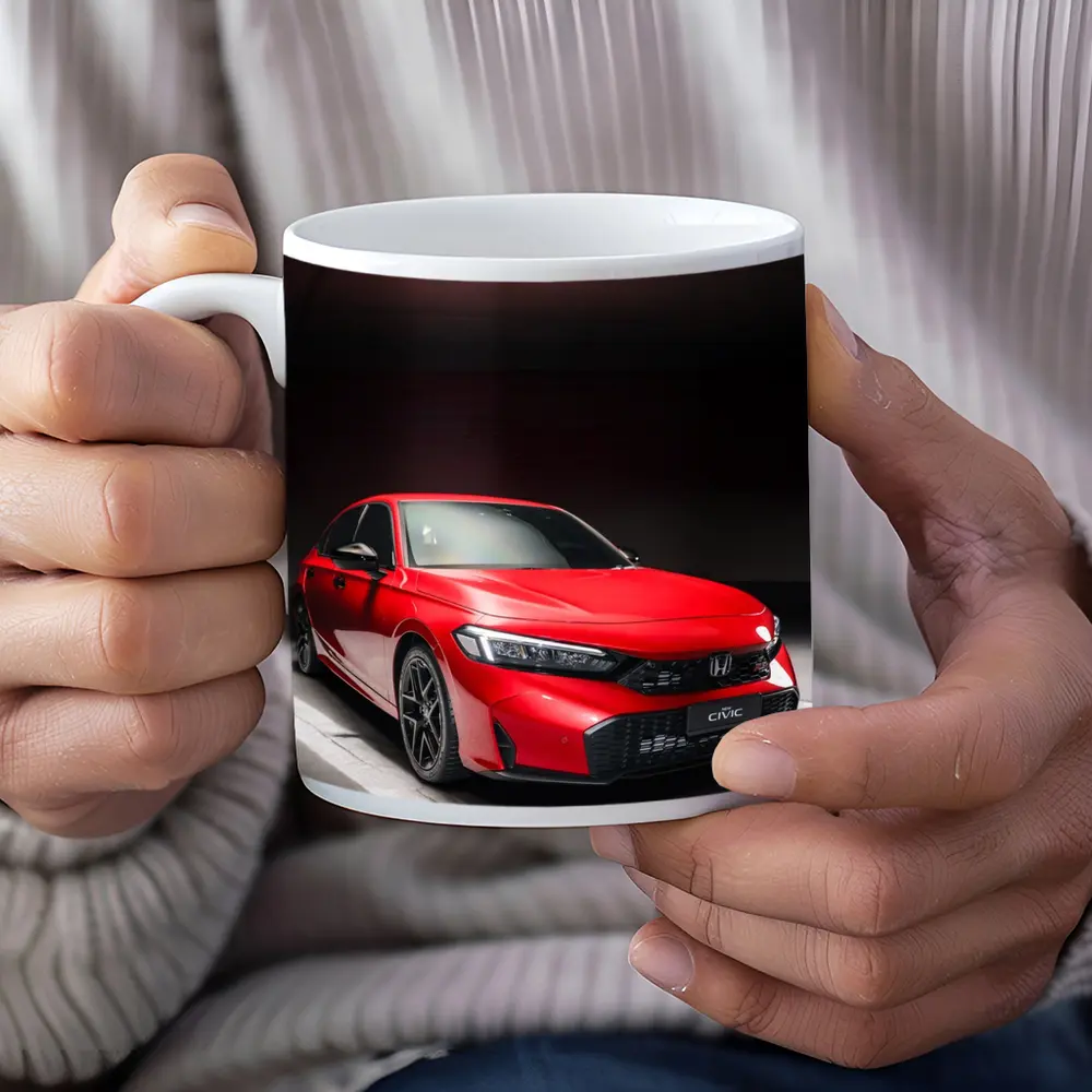 Honda Civic Red Car Dark Garage – Mugs