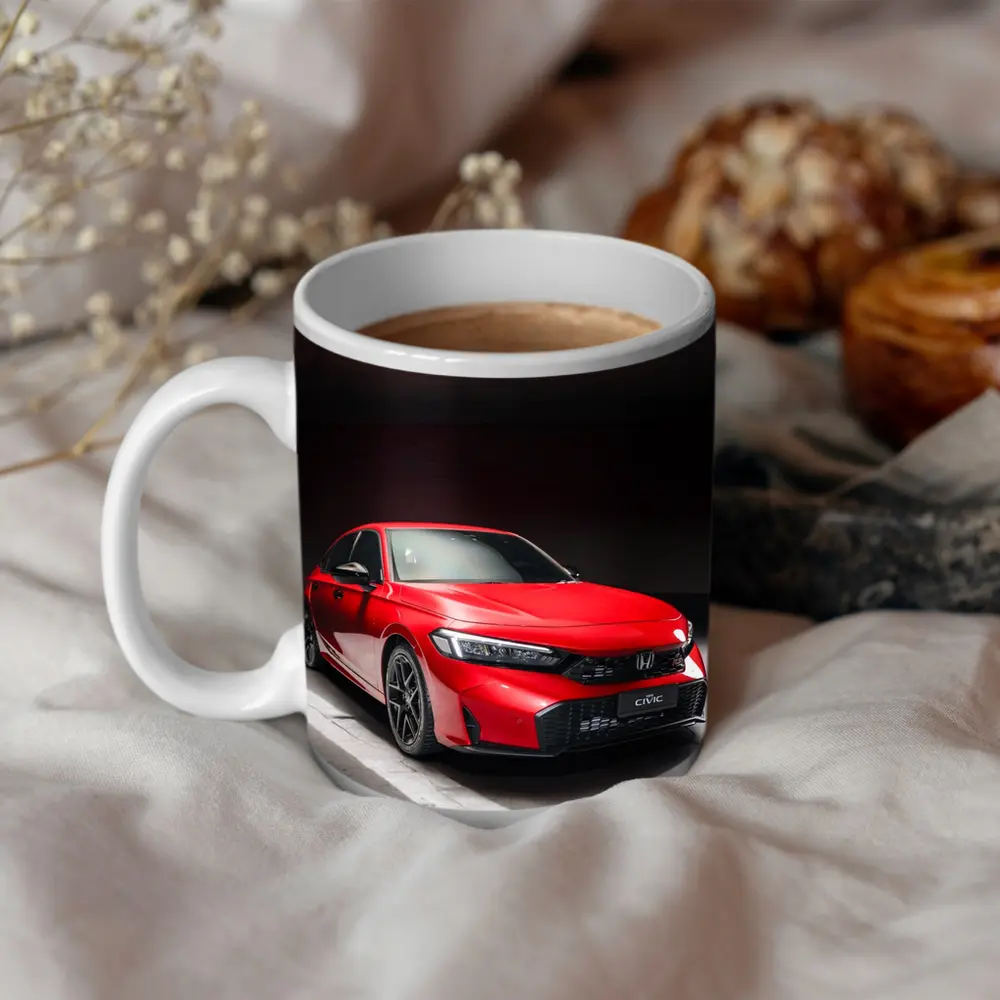 Honda Civic Red Car Dark Garage – Mugs