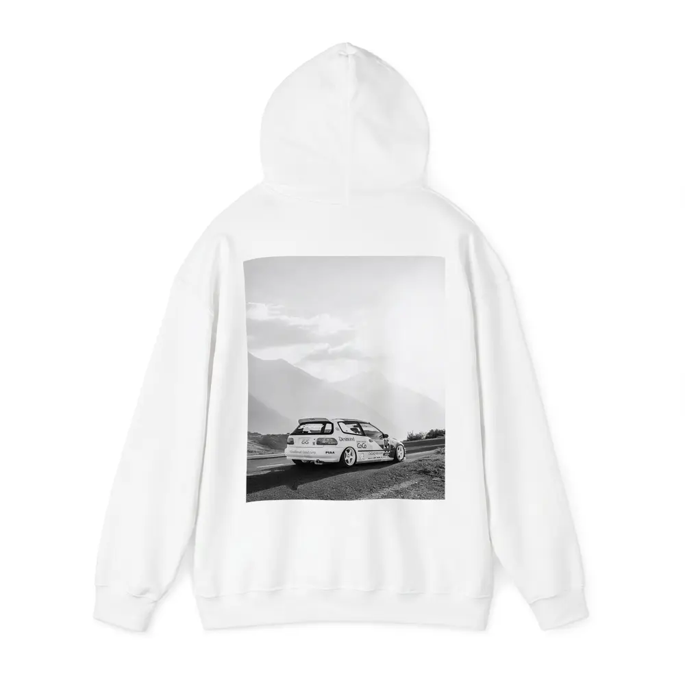 Honda Civic Race Car Mountain Road Black White – Hoodies