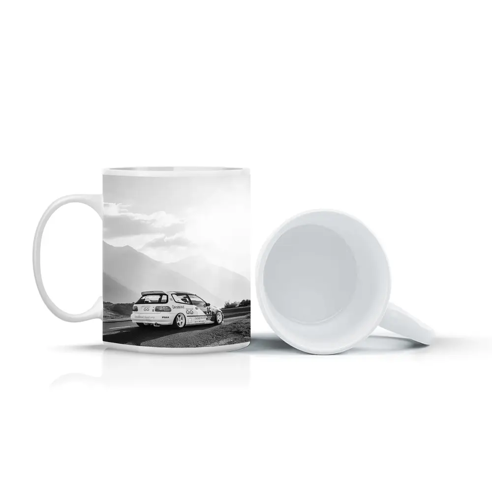 Honda Civic Race Car Mountain Road Black White – Mugs
