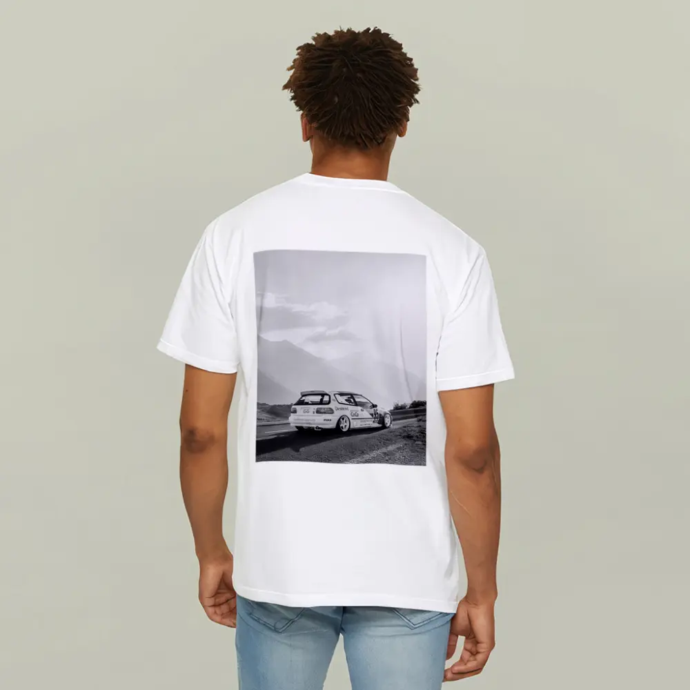 Honda Civic Race Car Mountain Road Black White – T-Shirts