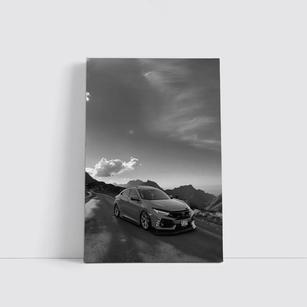 Honda Civic Type R Mountain Road Black White – Wall Art