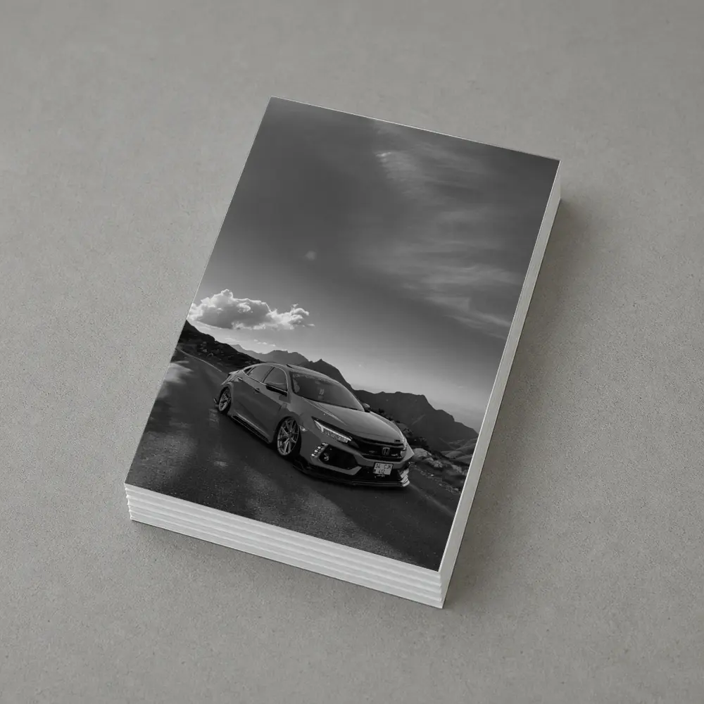 Honda Civic Type R Mountain Road Black White – Postcards