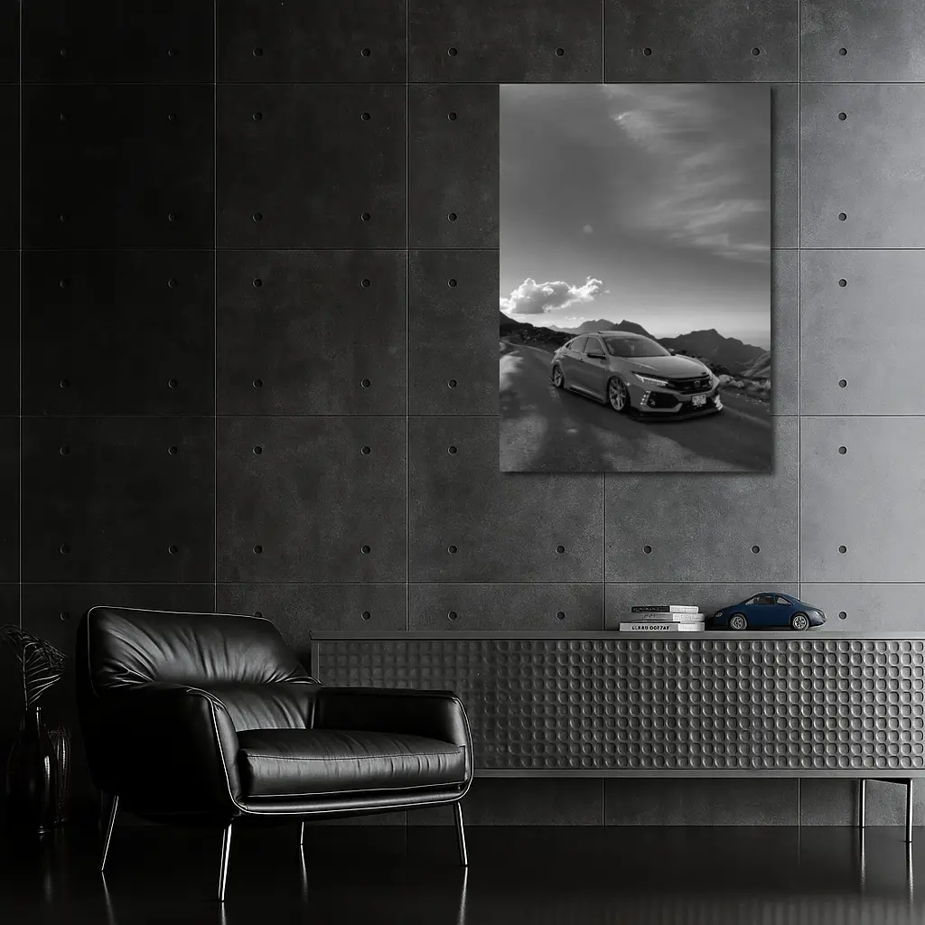 Honda Civic Type R Mountain Road Black White – Wall Art