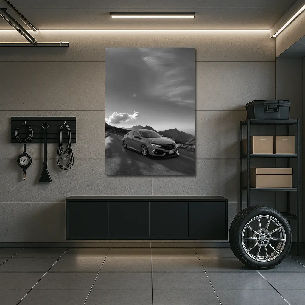 Honda Civic Type R Mountain Road Black White – Wall Art