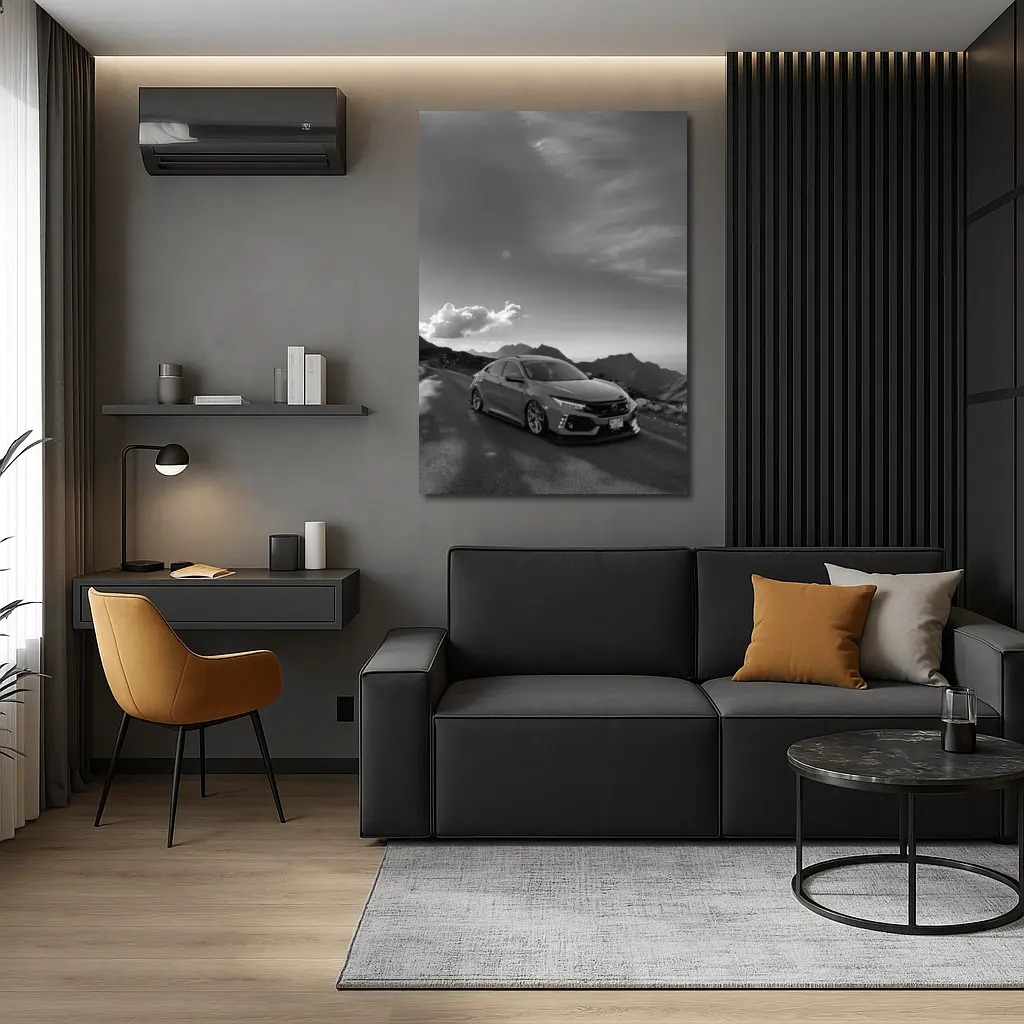 Honda Civic Type R Mountain Road Black White – Wall Art