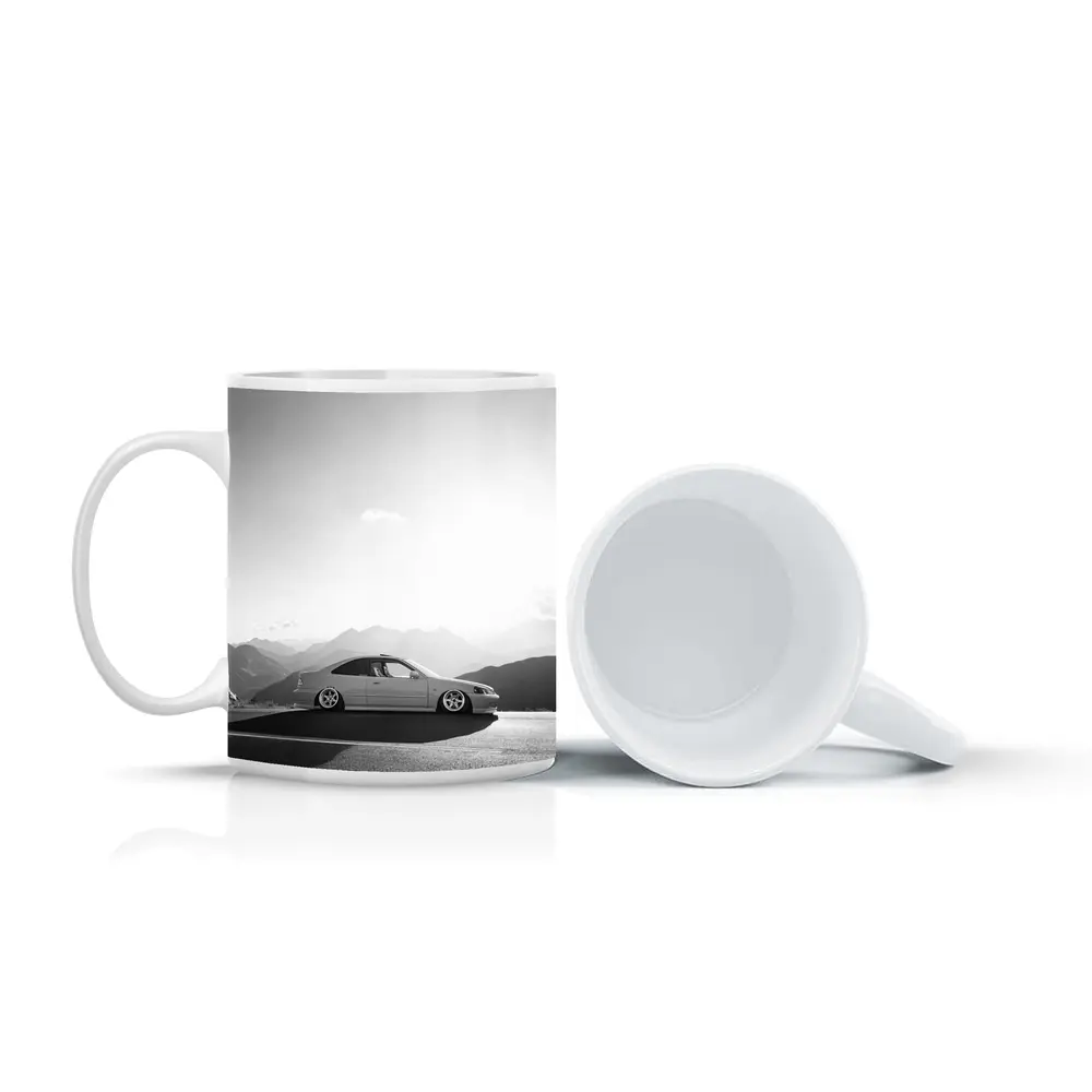 Honda Civic Stance Black White Mountain Background – Mugs