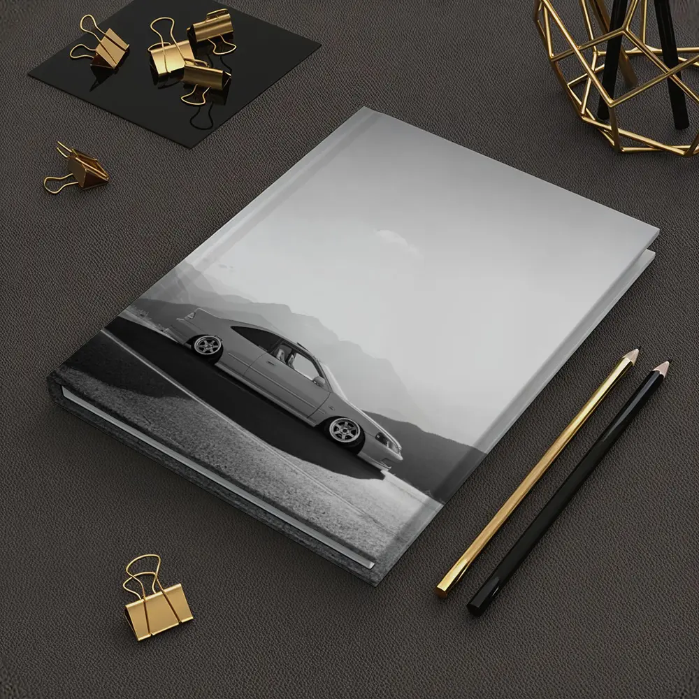 Honda Civic Stance Black White Mountain Background – Notebooks