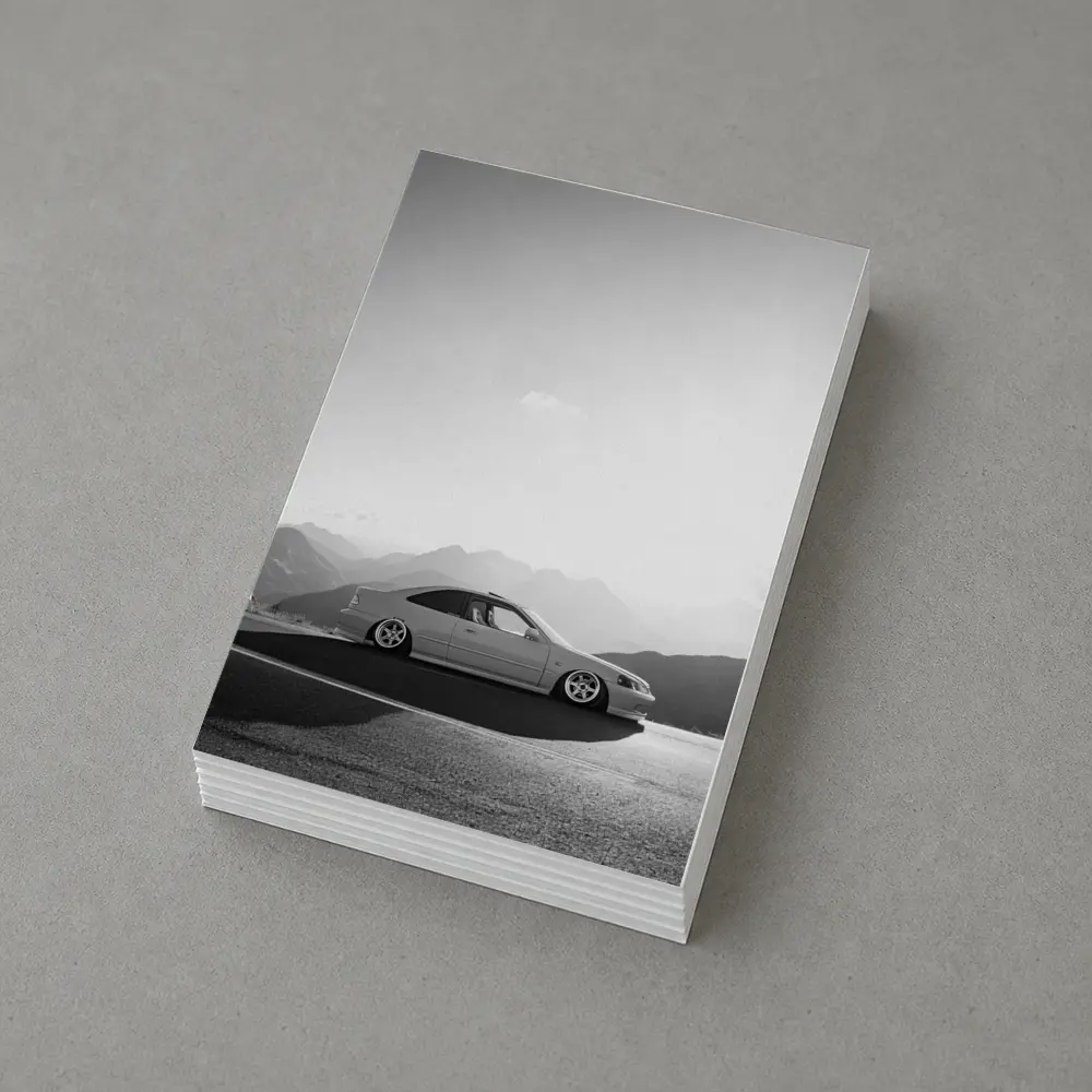 Honda Civic Stance Black White Mountain Background – Postcards