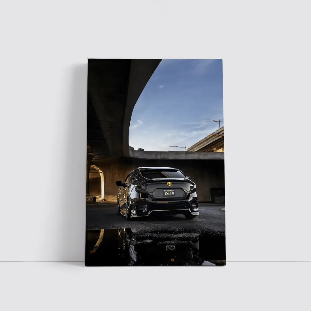 Black Honda Civic Under Urban Bridge – Wall Art
