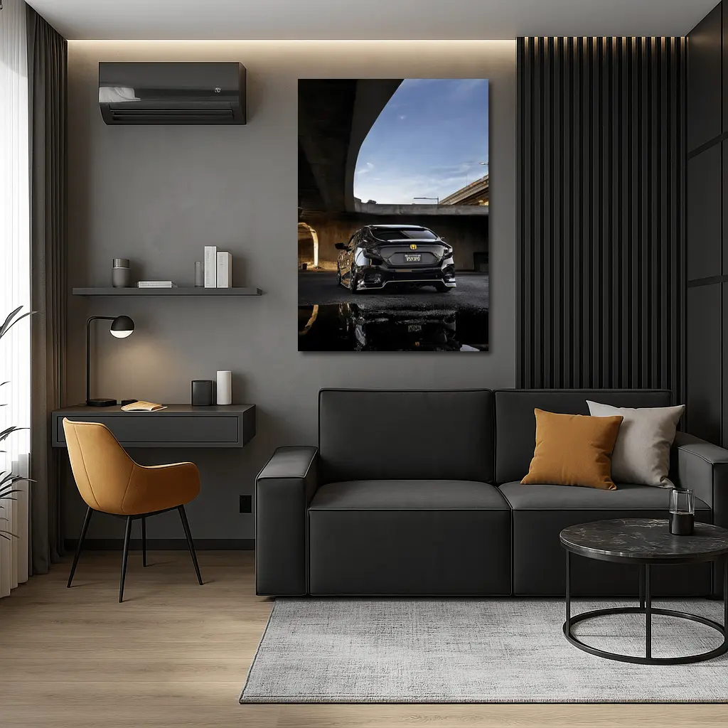 Black Honda Civic Under Urban Bridge – Wall Art