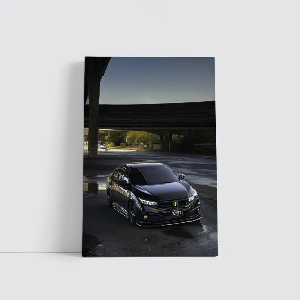 Black Honda Civic Under City Bridge – Wall Art