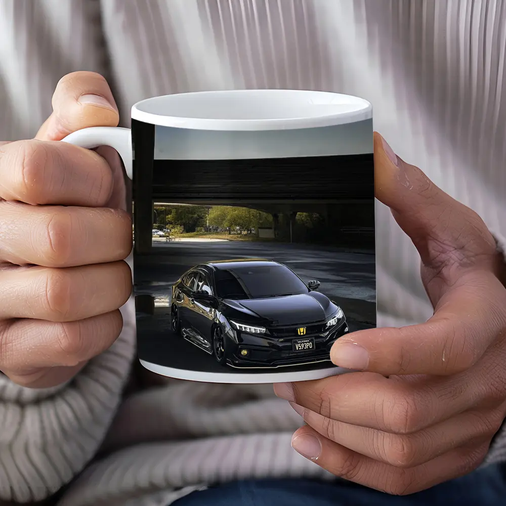Black Honda Civic Under City Bridge – Mugs
