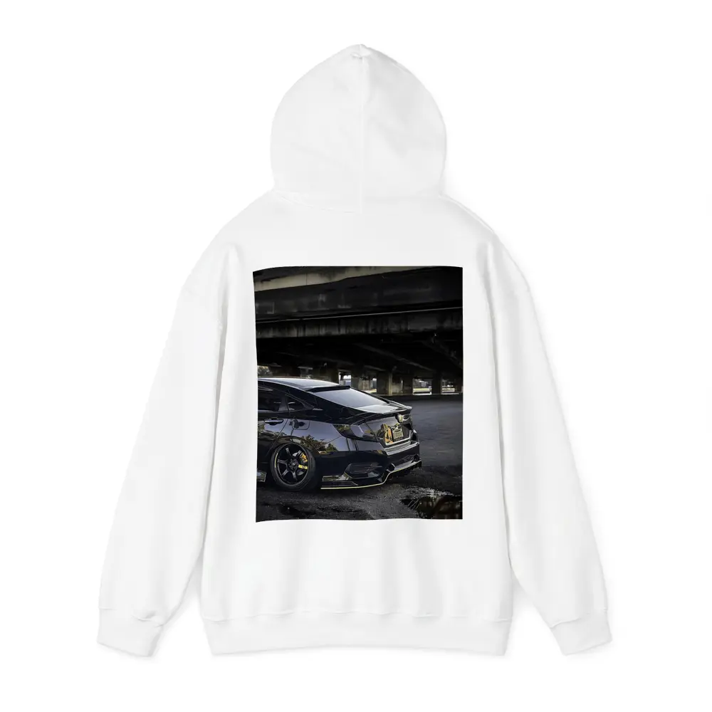 Black Honda Civic Under Urban Bridge Night – Hoodies