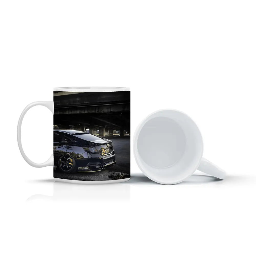 Black Honda Civic Under Urban Bridge Night – Mugs