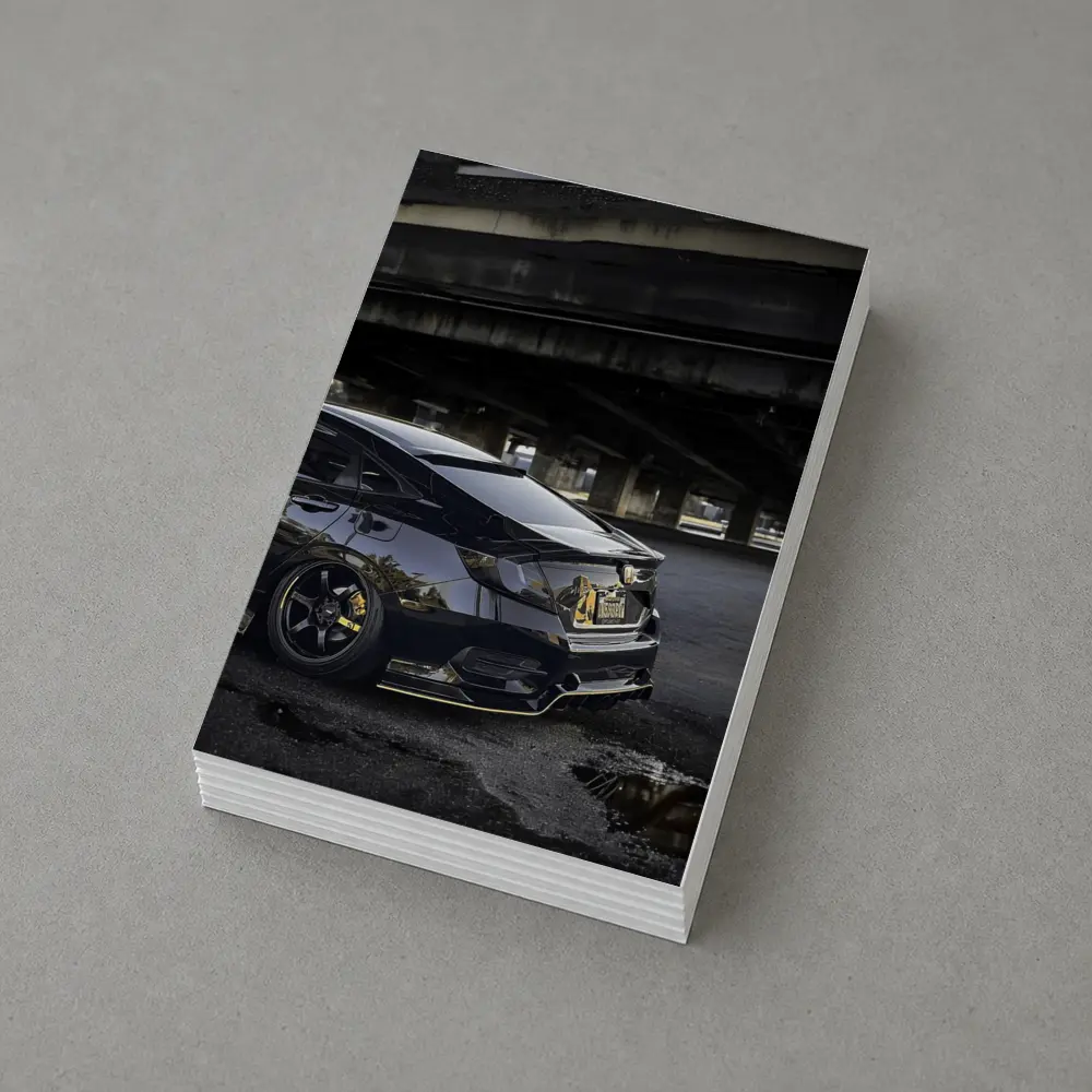 Black Honda Civic Under Urban Bridge Night – Postcards