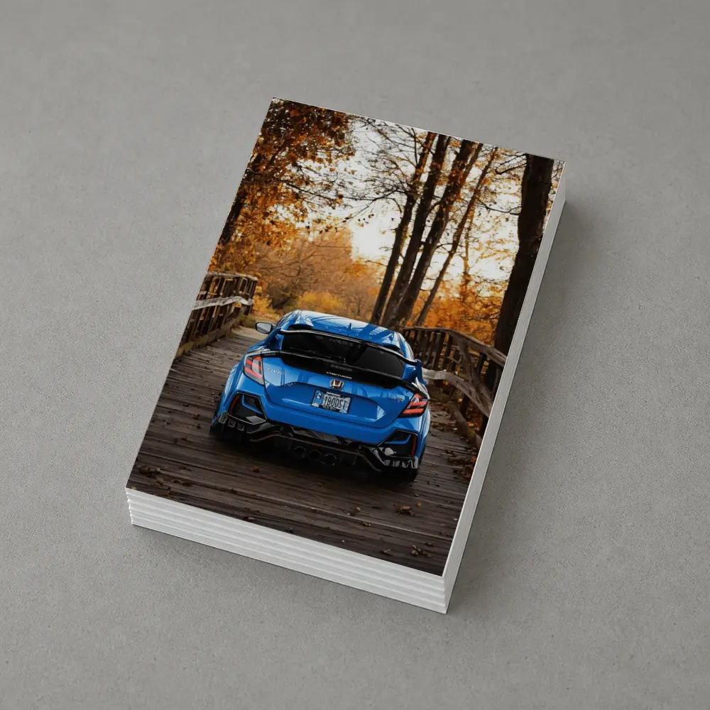 Honda Civic Type R Blue Autumn Park – Postcards