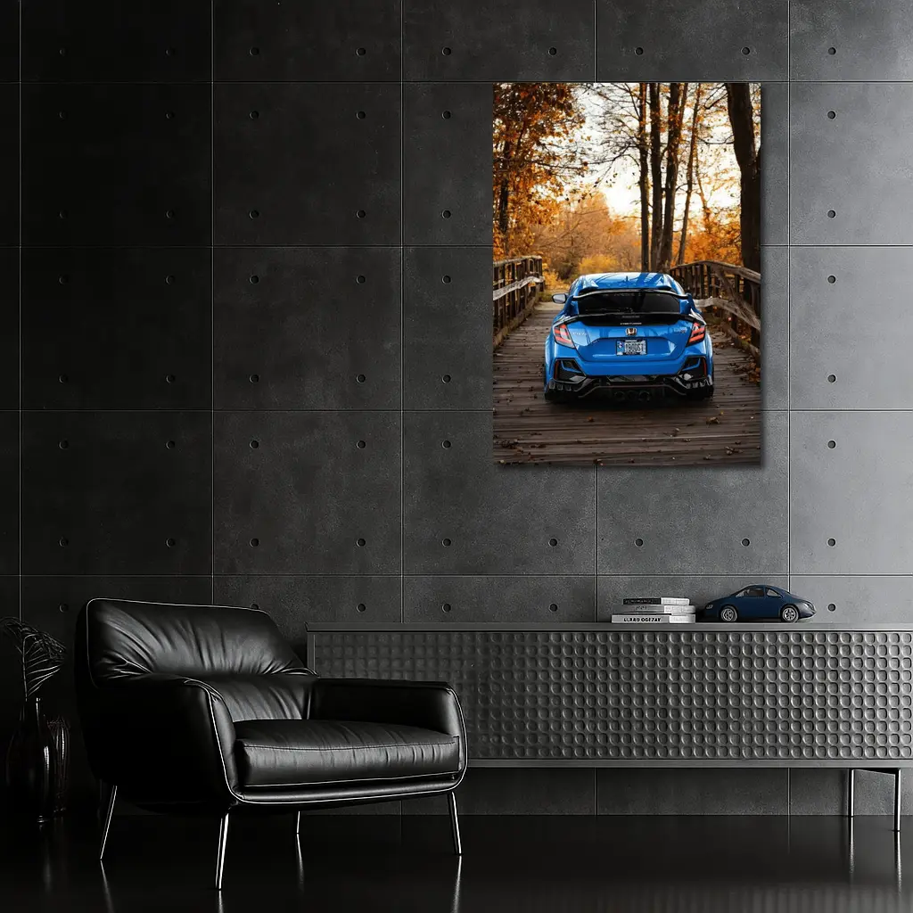 Honda Civic Type R Blue Autumn Park – Wall Art