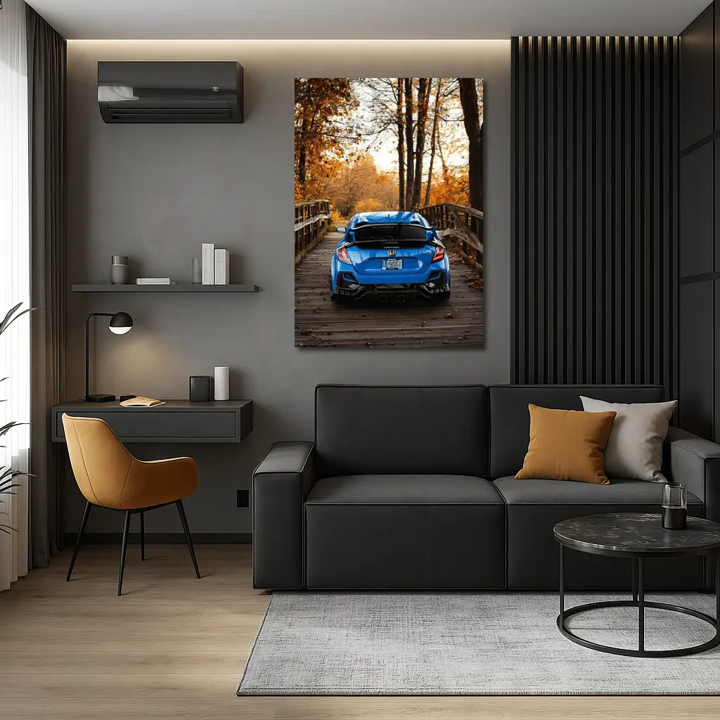 Honda Civic Type R Blue Autumn Park – Wall Art