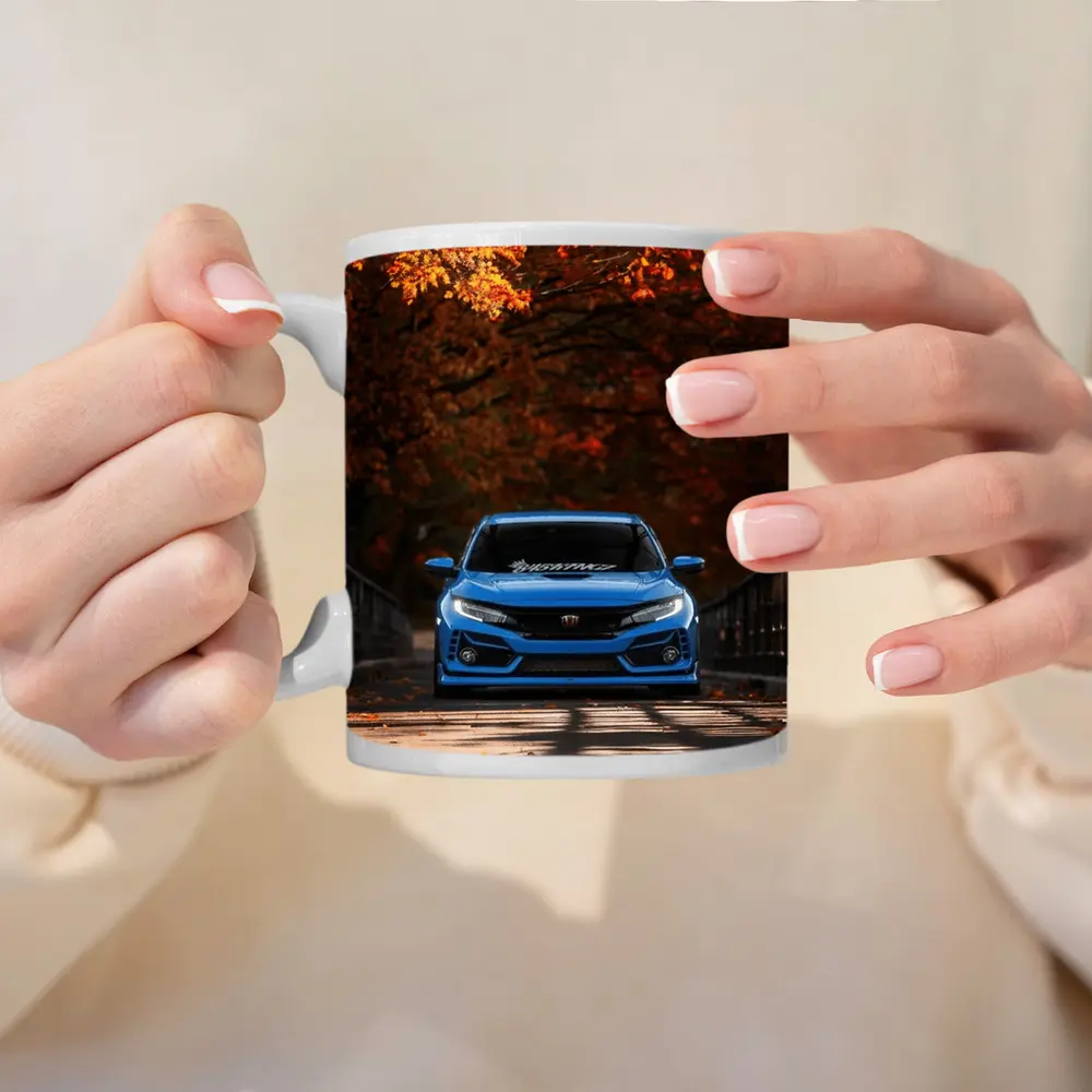 Honda Civic Blue Front Autumn Trees – Mugs