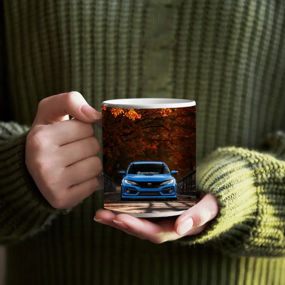 Honda Civic Blue Front Autumn Trees – Mugs
