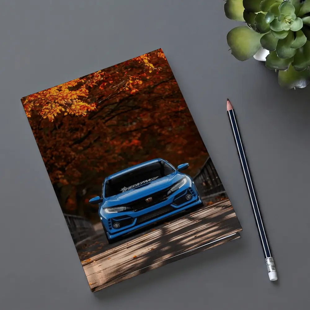 Honda Civic Blue Front Autumn Trees – Notebooks