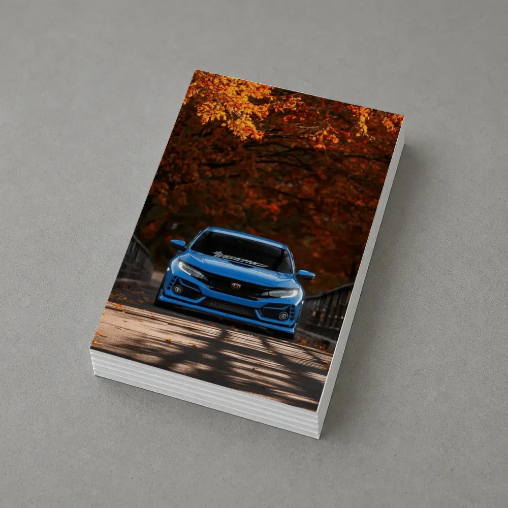 Honda Civic Blue Front Autumn Trees – Postcards
