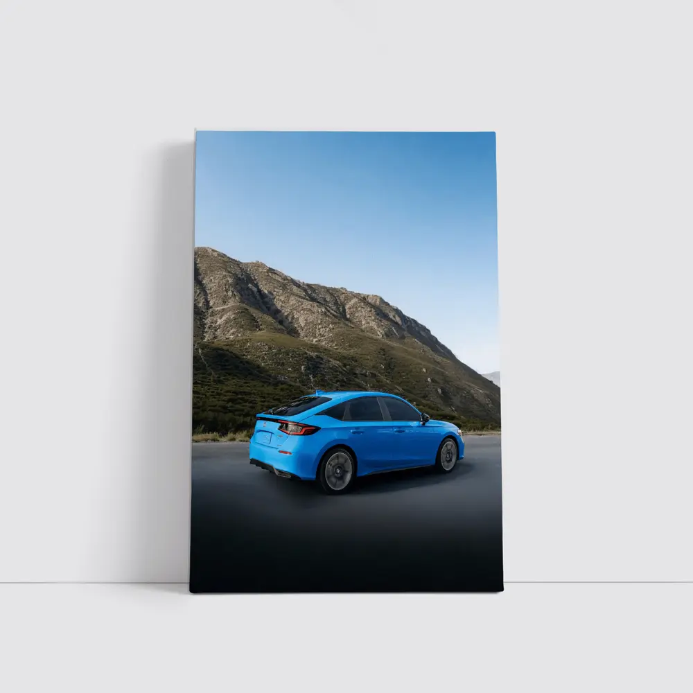 Honda Civic Blue Mountain Road Scene – Wall Art