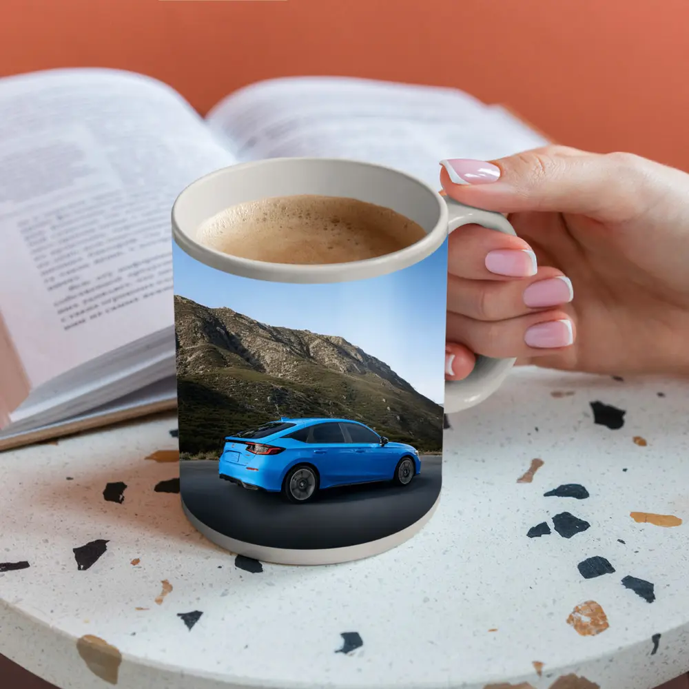 Honda Civic Blue Mountain Road Scene – Mugs