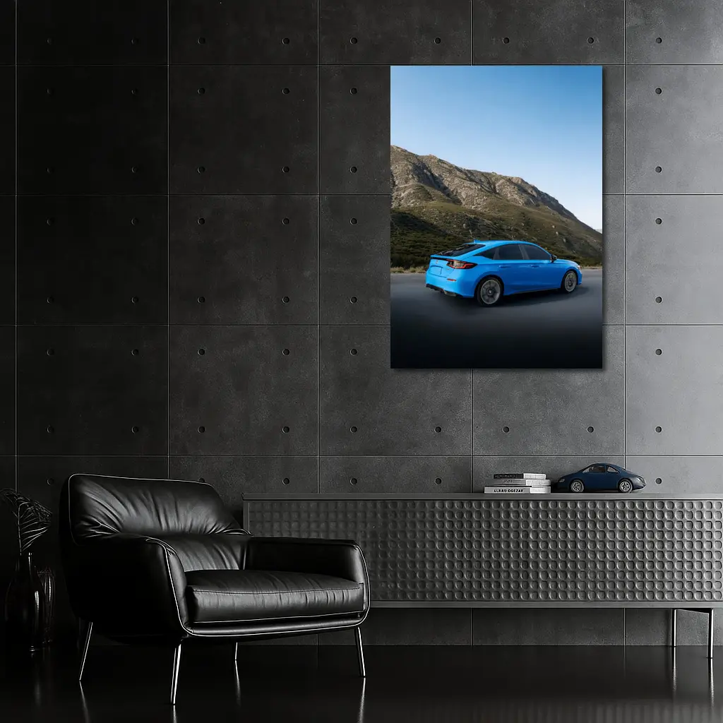 Honda Civic Blue Mountain Road Scene – Wall Art