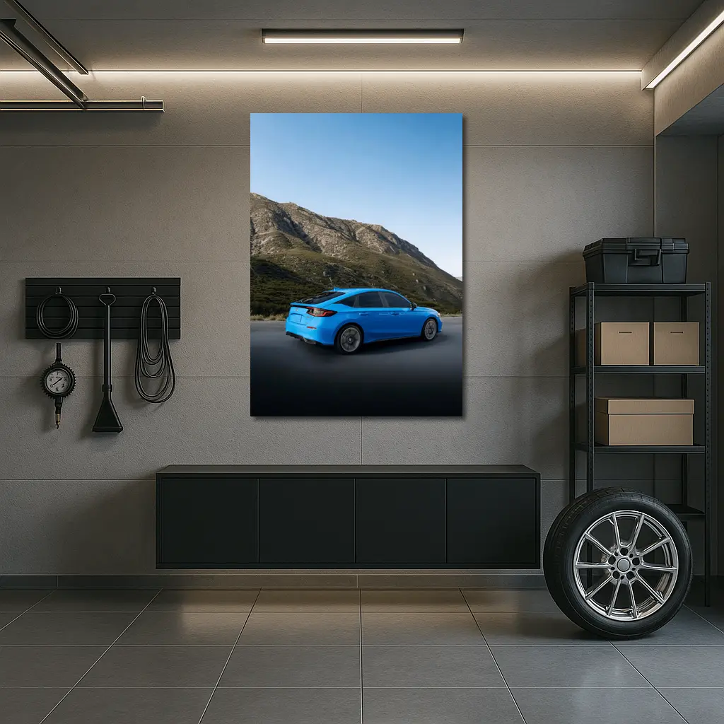 Honda Civic Blue Mountain Road Scene – Wall Art