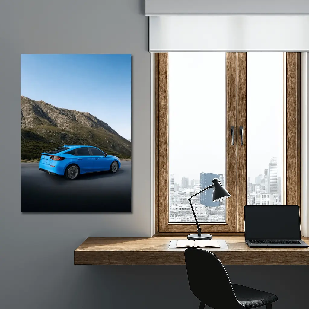 Honda Civic Blue Mountain Road Scene – Wall Art
