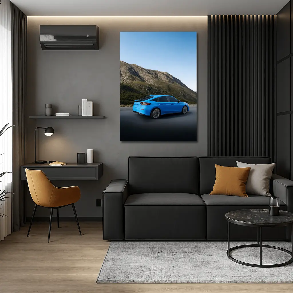 Honda Civic Blue Mountain Road Scene – Wall Art