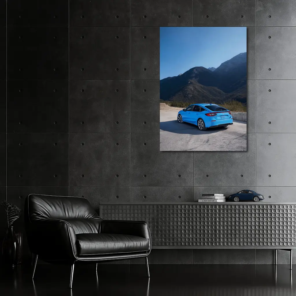 Honda Civic Blue Rear Mountain Backdrop – Wall Art