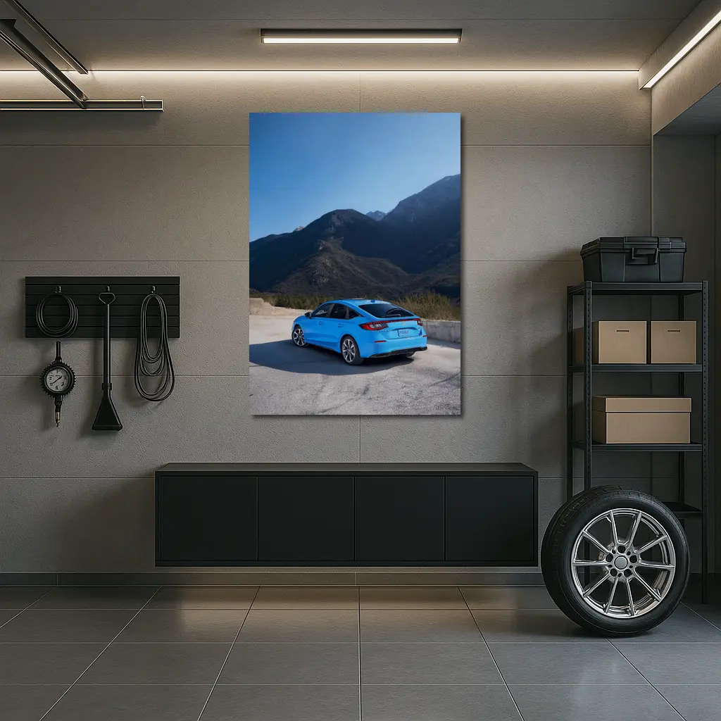 Honda Civic Blue Rear Mountain Backdrop – Wall Art