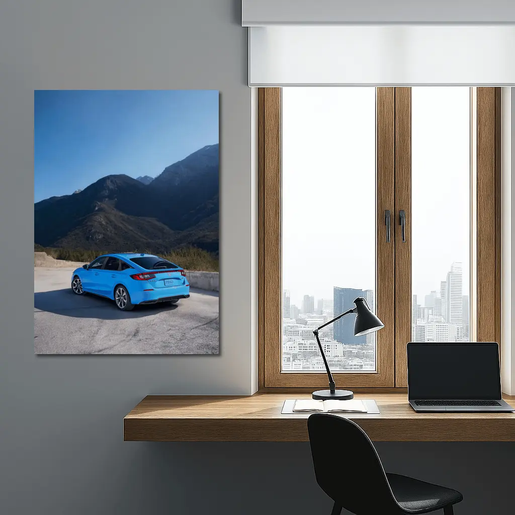 Honda Civic Blue Rear Mountain Backdrop – Wall Art