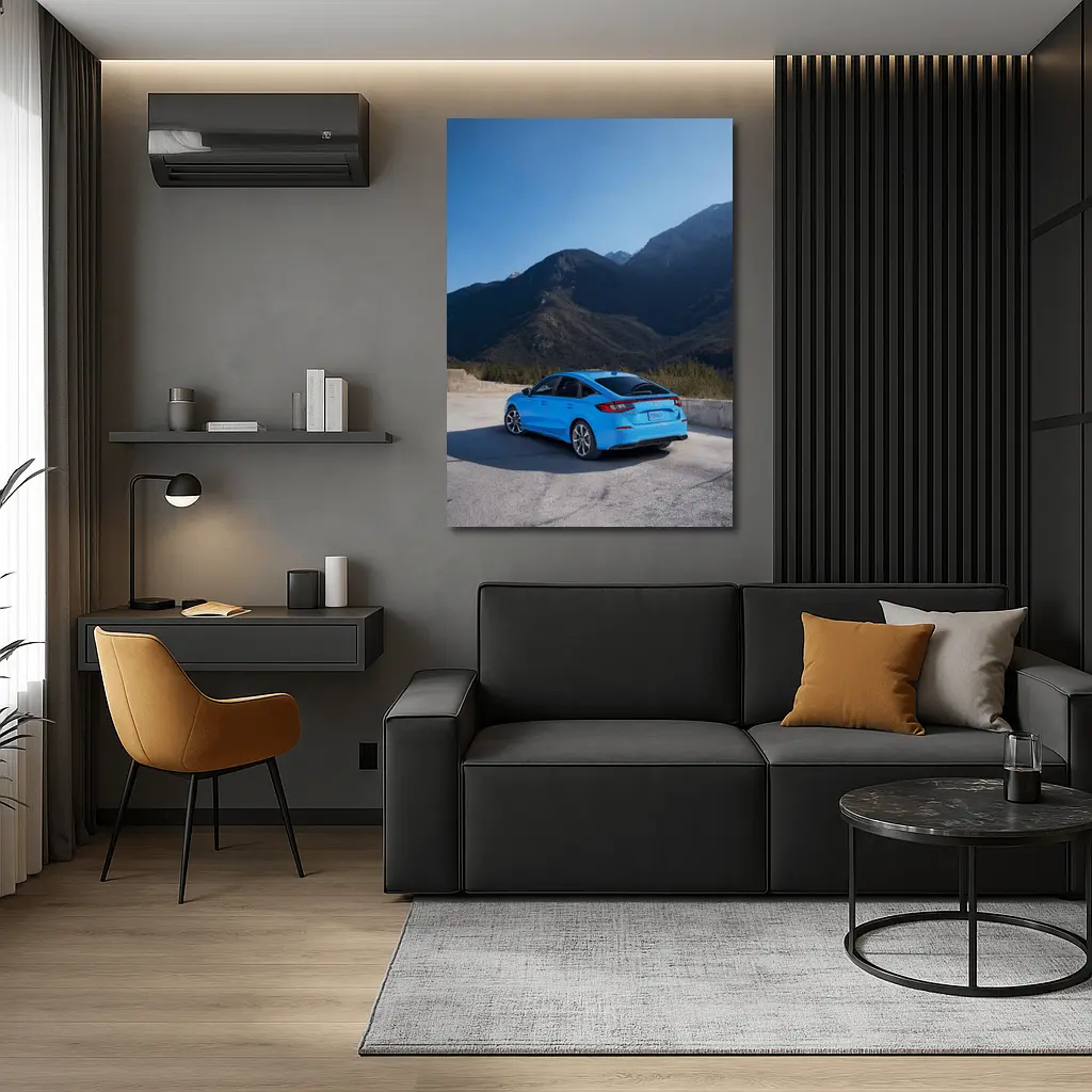 Honda Civic Blue Rear Mountain Backdrop – Wall Art