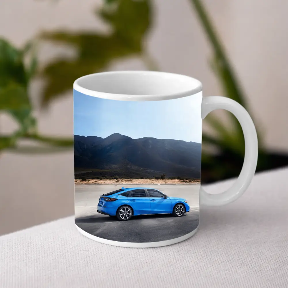 Honda Civic Blue Hatchback Desert Mountains – Mugs
