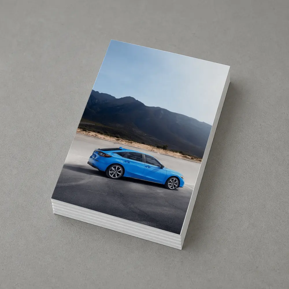Honda Civic Blue Hatchback Desert Mountains – Postcards