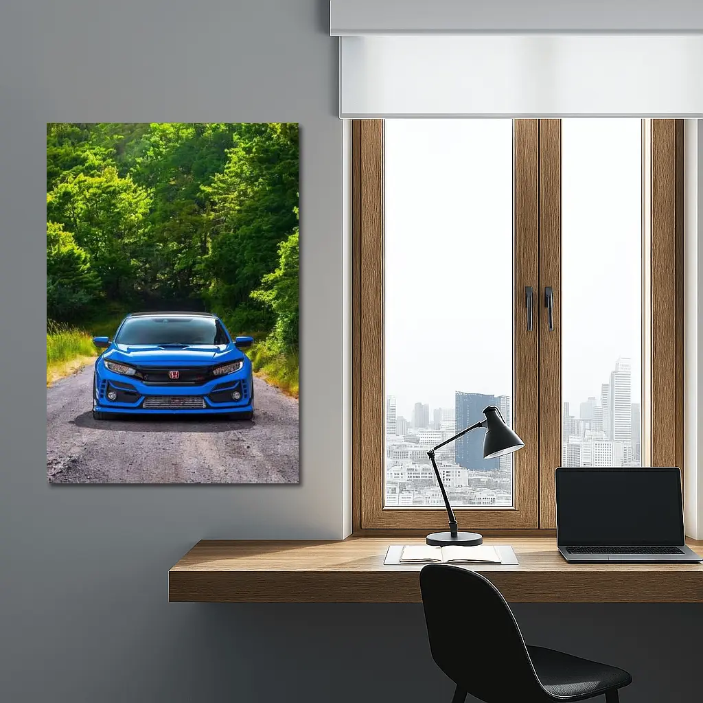 Honda Civic Type R Blue Forest Road – Wall Art