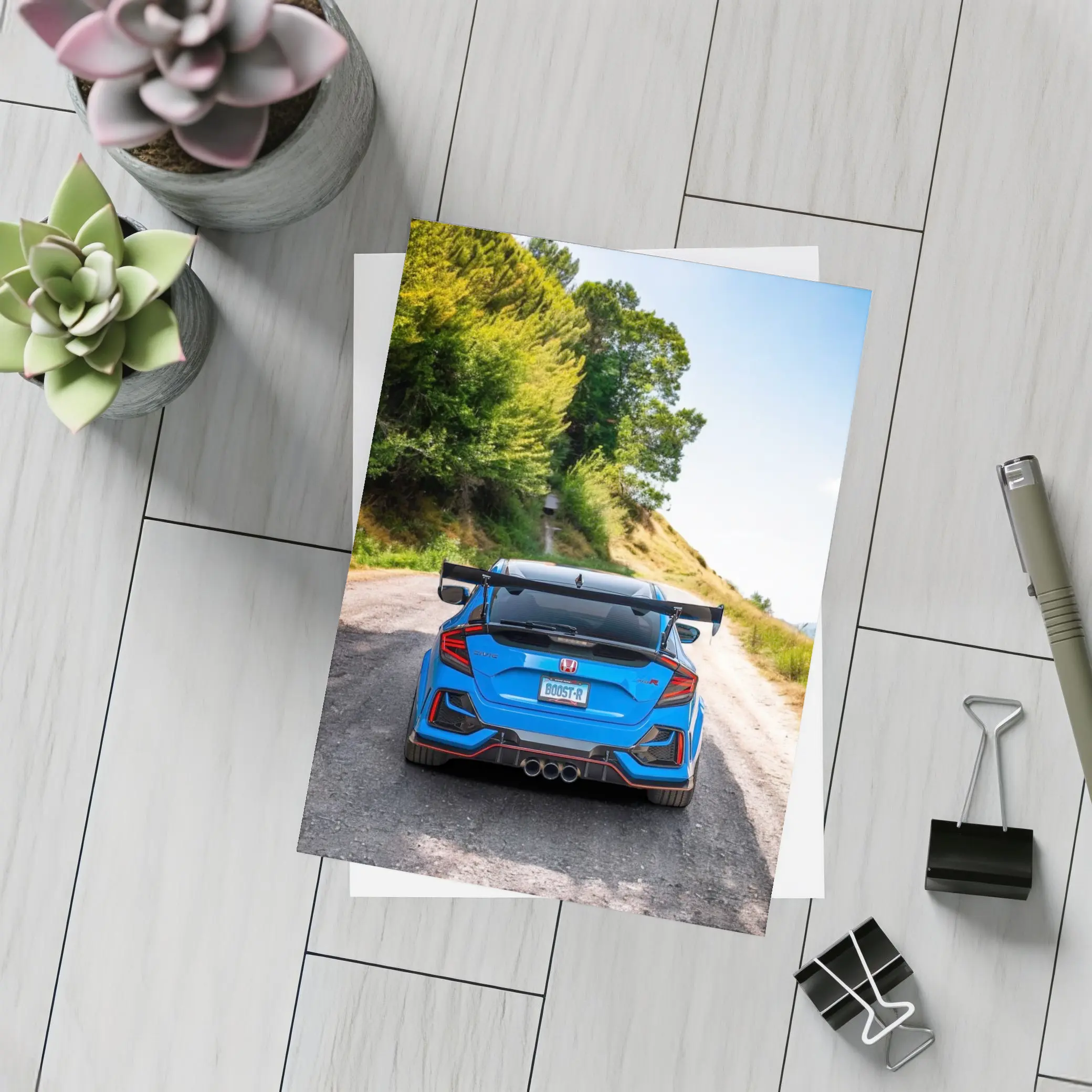 Honda Civic Type R Blue Mountain Road – Postcards