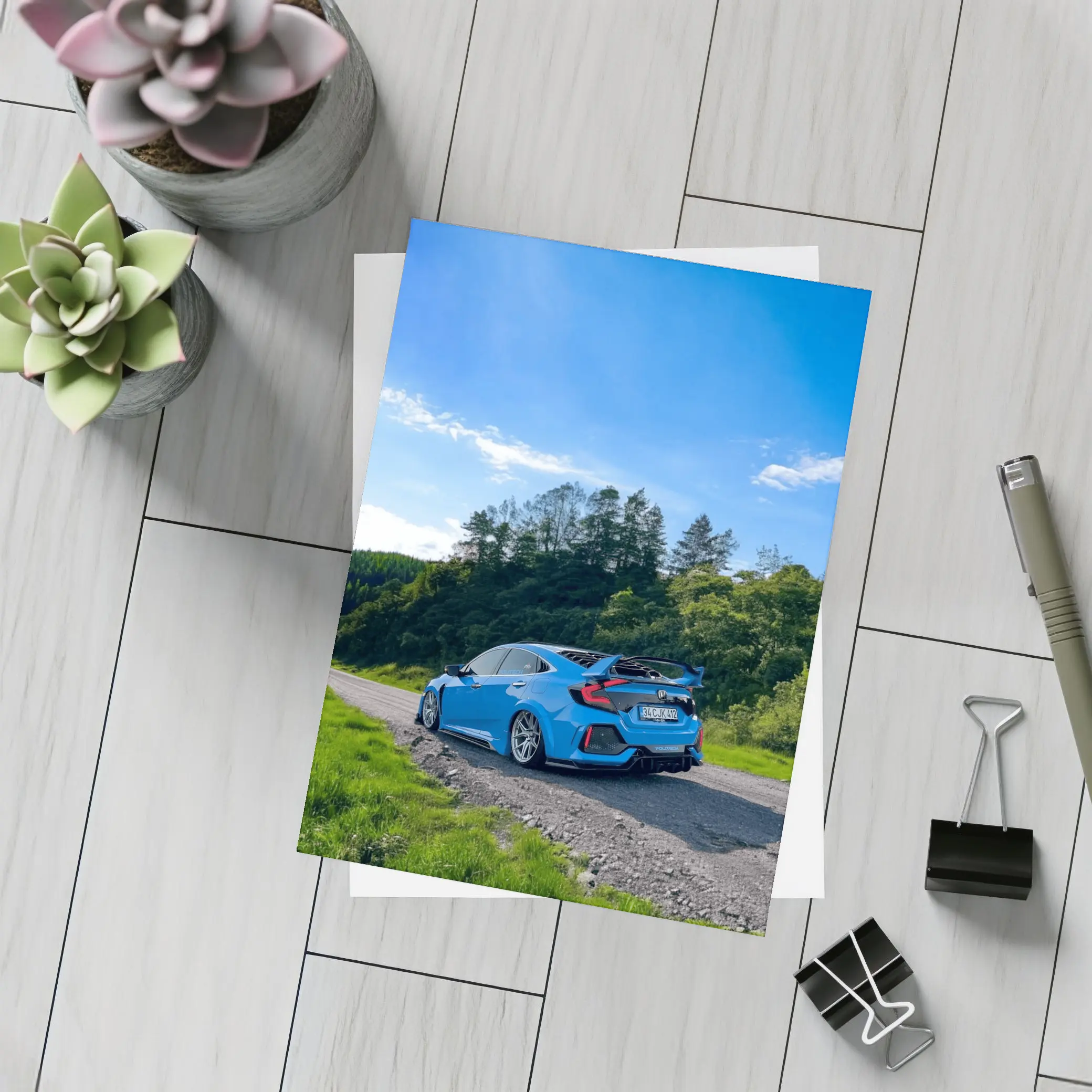 Honda Civic Type R Blue Country Road – Postcards