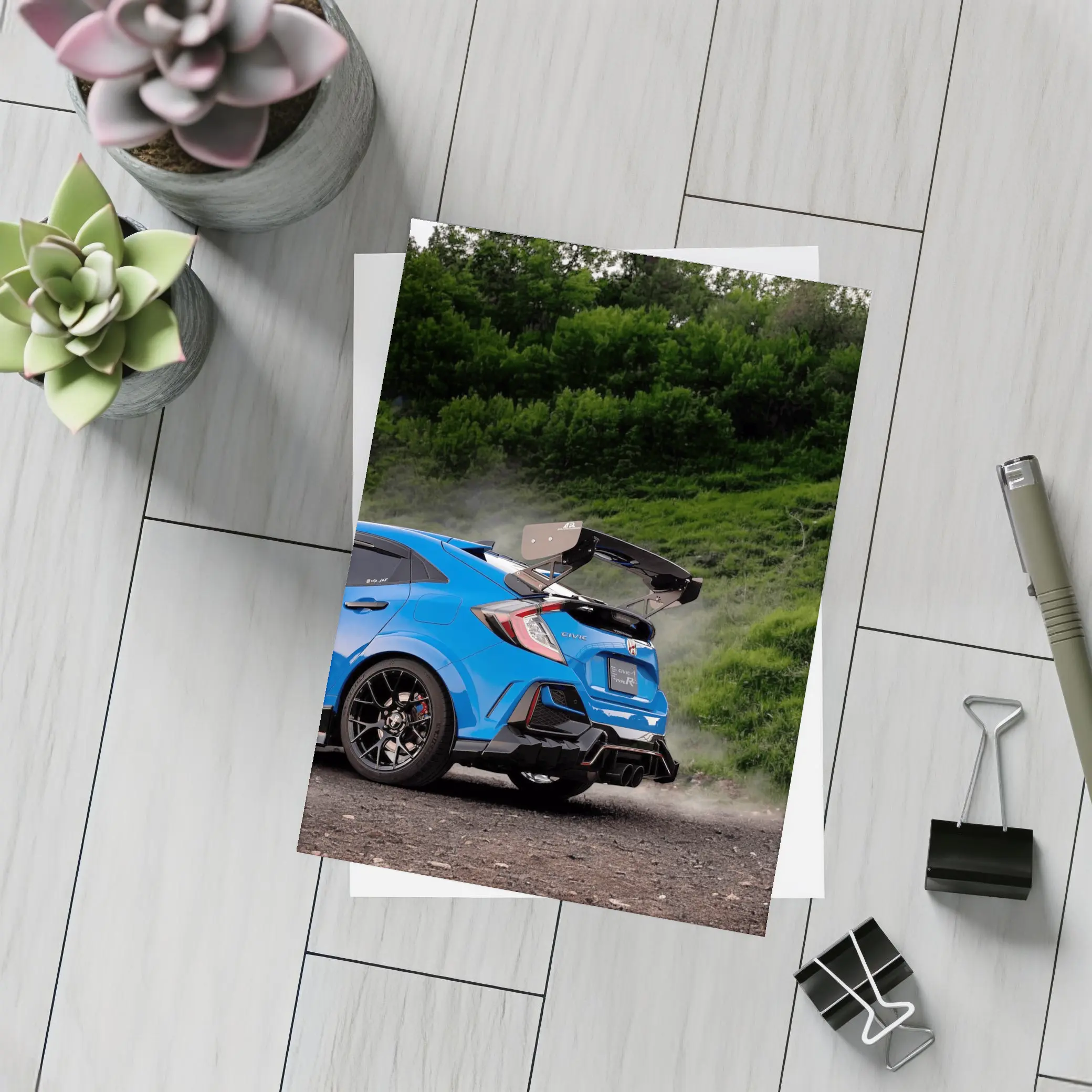 Honda Civic Type R Blue Forest Road – Postcards