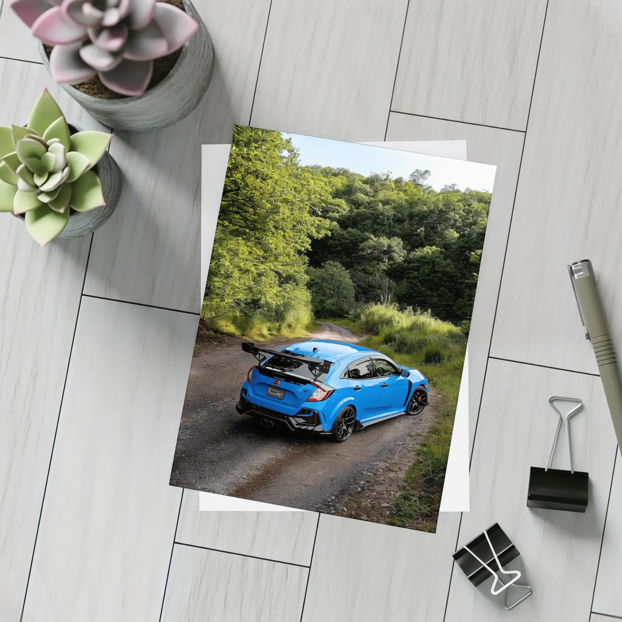 Honda Civic Type R Blue Forest Road – Postcards