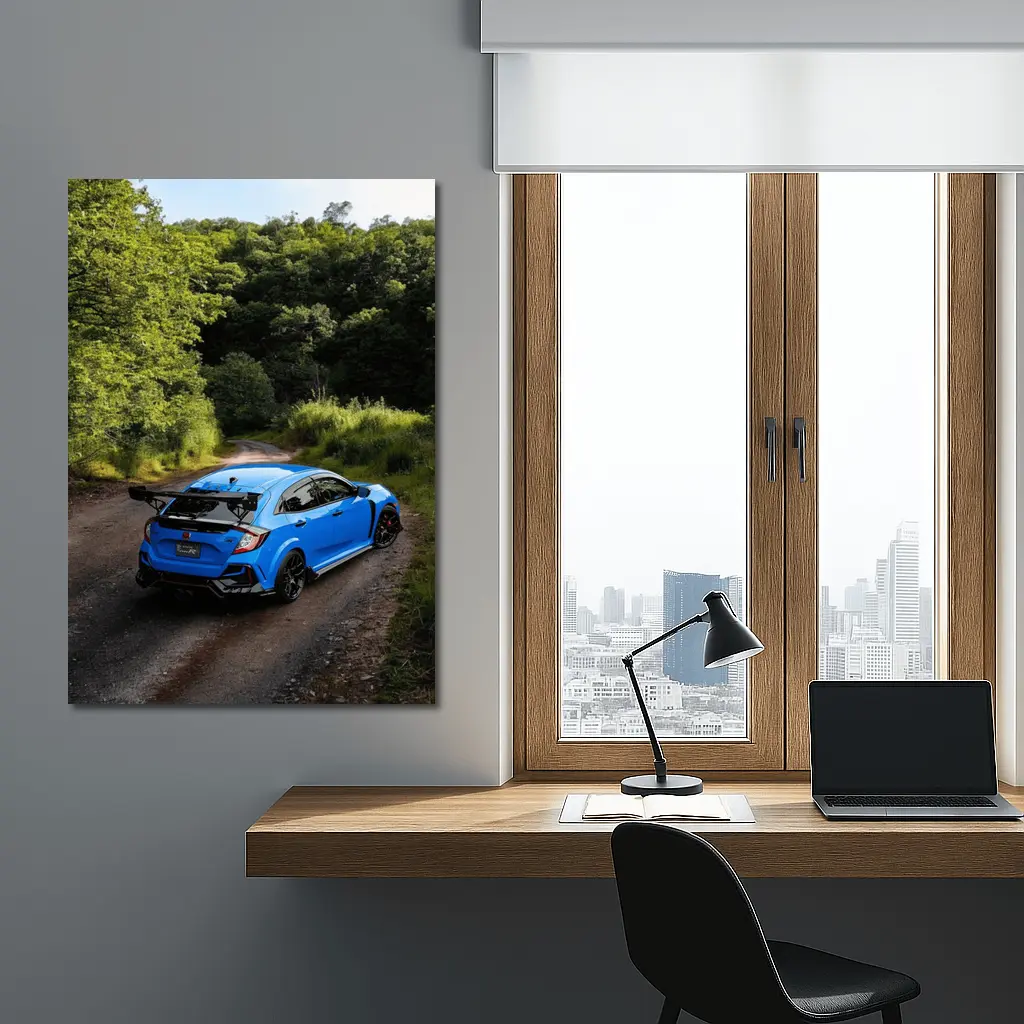 Honda Civic Type R Blue Forest Road – Wall Art