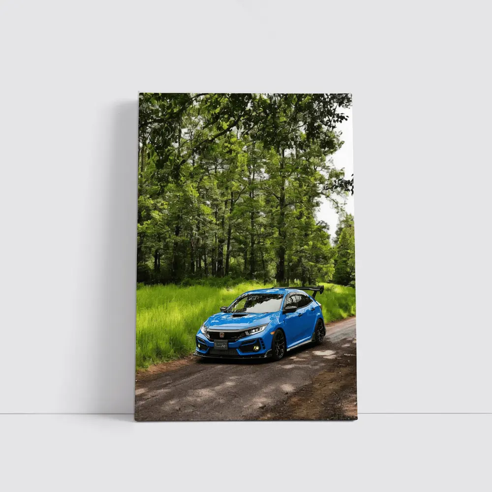 Blue Honda Civic Type R Forest Road – Wall Art