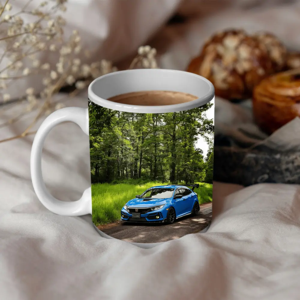 Blue Honda Civic Type R Forest Road – Mugs
